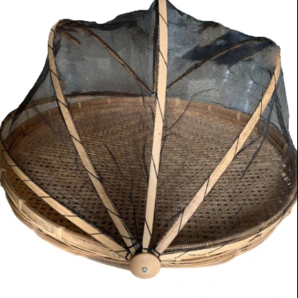 
Bamboo basket storage basket for mosquito/fly control vegetable/fruit storage basket with net cover made in Vietnam 