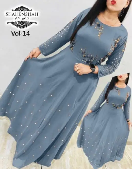 
party wear designer gown with embroidery work kurti with low price 