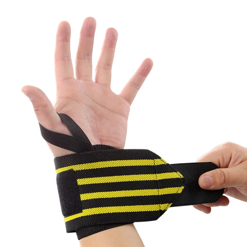 GAF Custom Sports Elastic Stretchy Weight Lifting Wrist Support Wrap Band Gym Strap W Raps