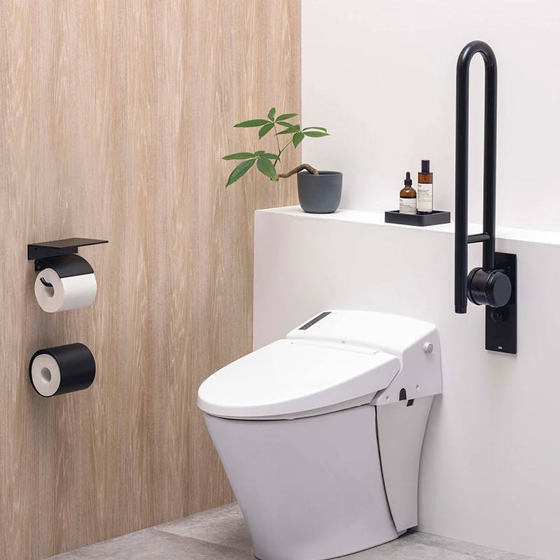 Removable Flip Up Handicap Grab Bar Matte Black