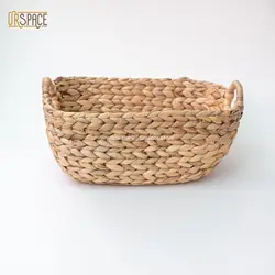 Multifunction Set of 3 Piece Water Hyacinth Storage Basket with handles ODM/OEM service