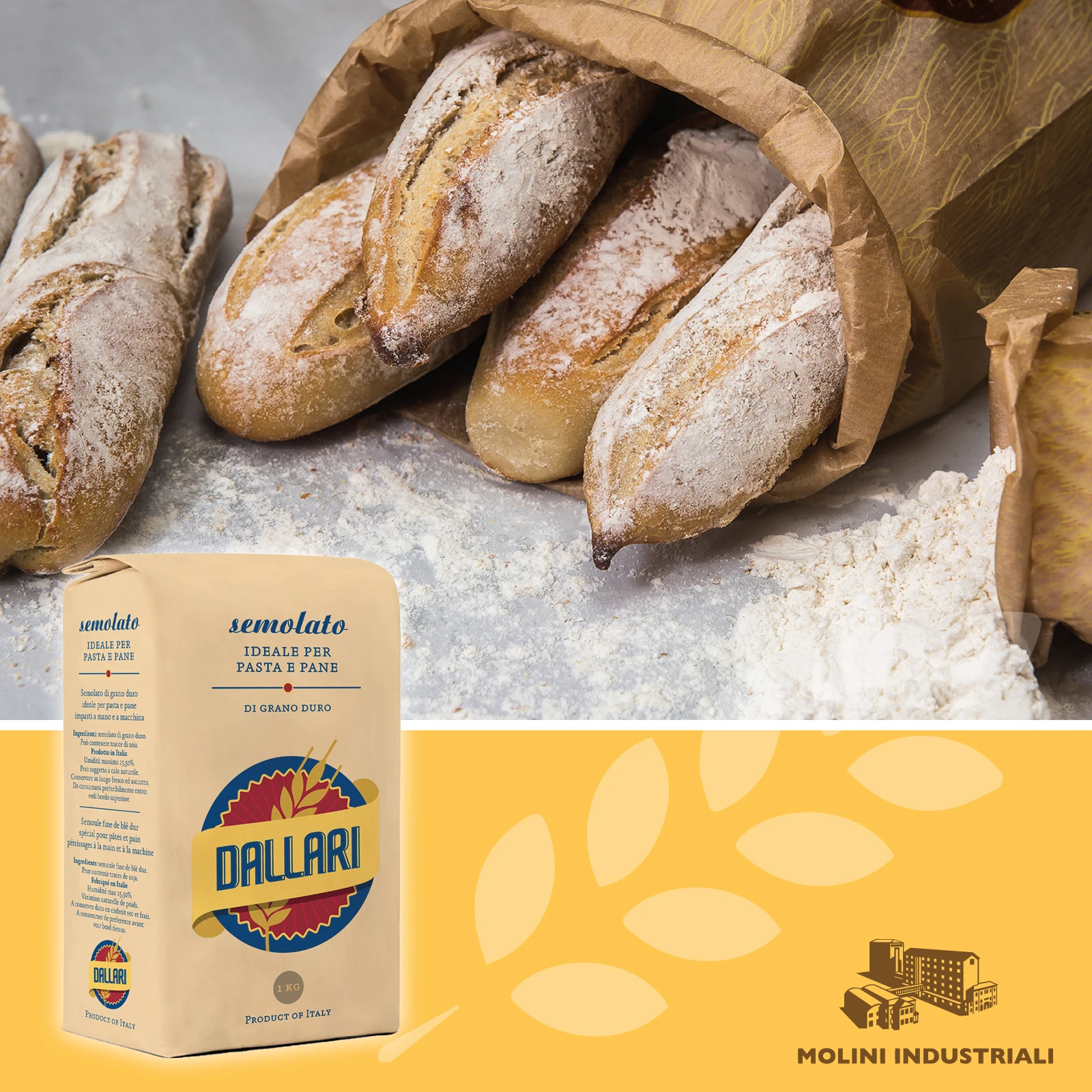 Высшее качество 100% Сделано в Италии твердая пшеничная мука для хлеба и пасты для розничного и домашнего использования 1 кг