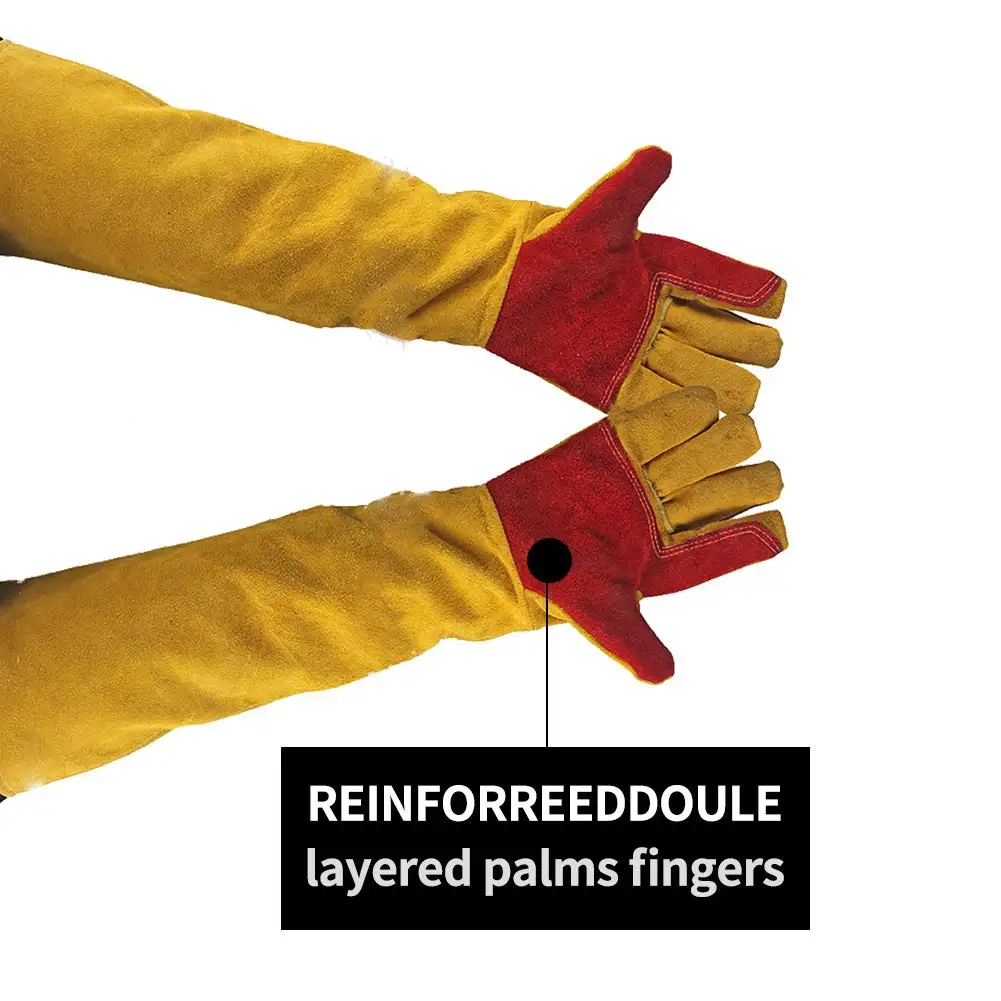 Leather Welding Gloves Extra Long Sleeves  Working welder Protect Gloves Wholesale factory price welding gloves