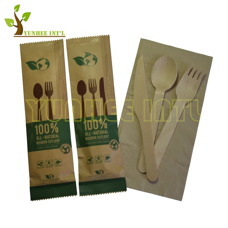 Comprtitive Price Top Quality 160mm 6.5 inches Birch Wood Fork Spoon Knife Set
