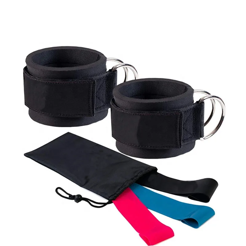 Wholesale Custom Logo Padded Ankle Cuffs Adjustable Ankle Straps D Ring Gym Ankle Straps For Cable Machines