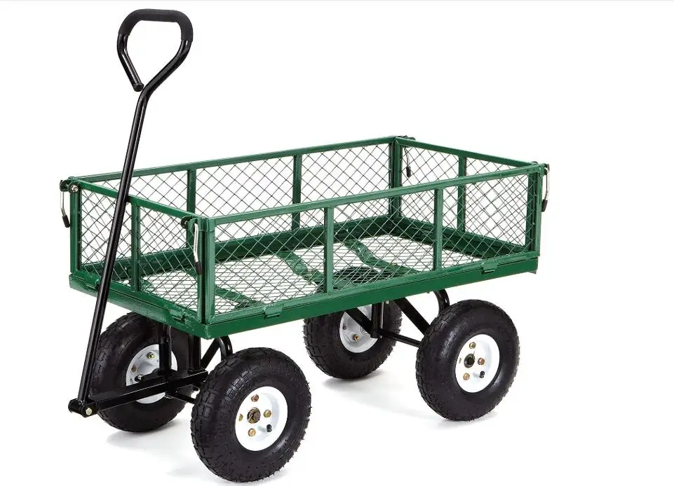 Caster Wheels Iron Polypropylene Durable Heavy Duty Pneumatic Flat Free Endurable Wheelsbarrow Plastic Garden Cart