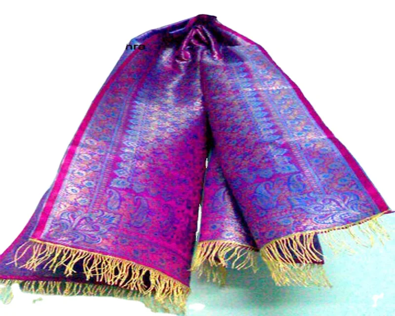 100% Art Silk Zari Double Side Scarf Stole/Scarf for Womens and Girls