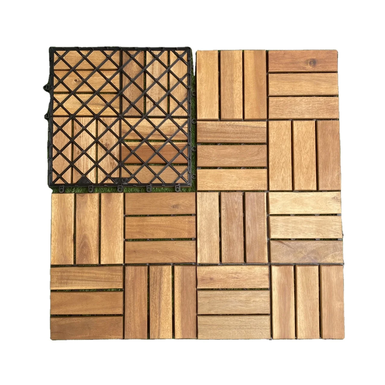 Good price and high quality garden floor tiles Acacia wood deck tiles interlocking wooden flooring from Vietnam