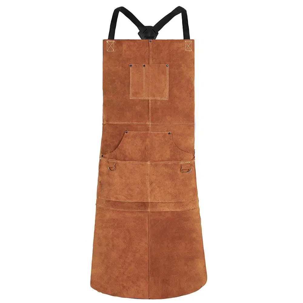 Leather Welding Work Apron with Heat Resistant Split Cowhide Leather Welding Split Leather