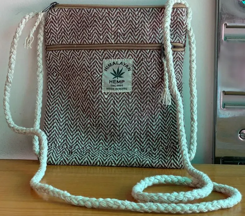 Hemp organic side bag/ Passport side bag/100 % hemp PP bag