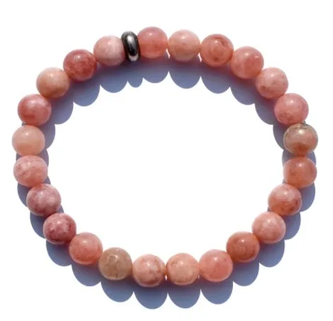 New Arrived 8mm Thread  Red Sunstone Semi-Precious Gemstones Healing Crystal  Beaded Bracelet at Factory rate