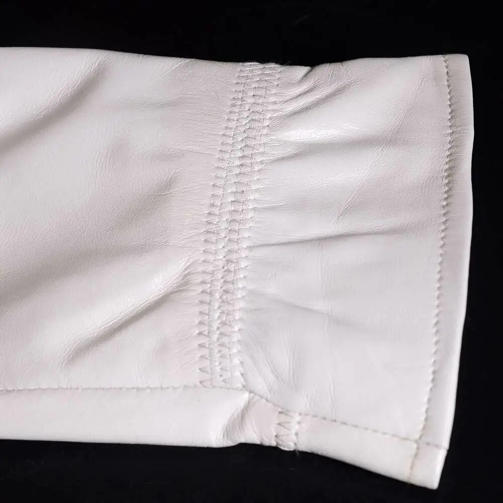 Men GENUINE Leather Real Leather Winter Warm Army White Short Gloves