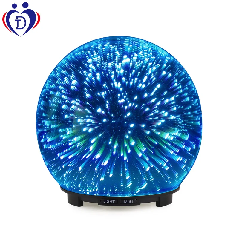 Wholesale New Design Ultrasonic Aromatherapy Air Humidifier Colorful 3d Glass Essential Oil Aroma Diffuser