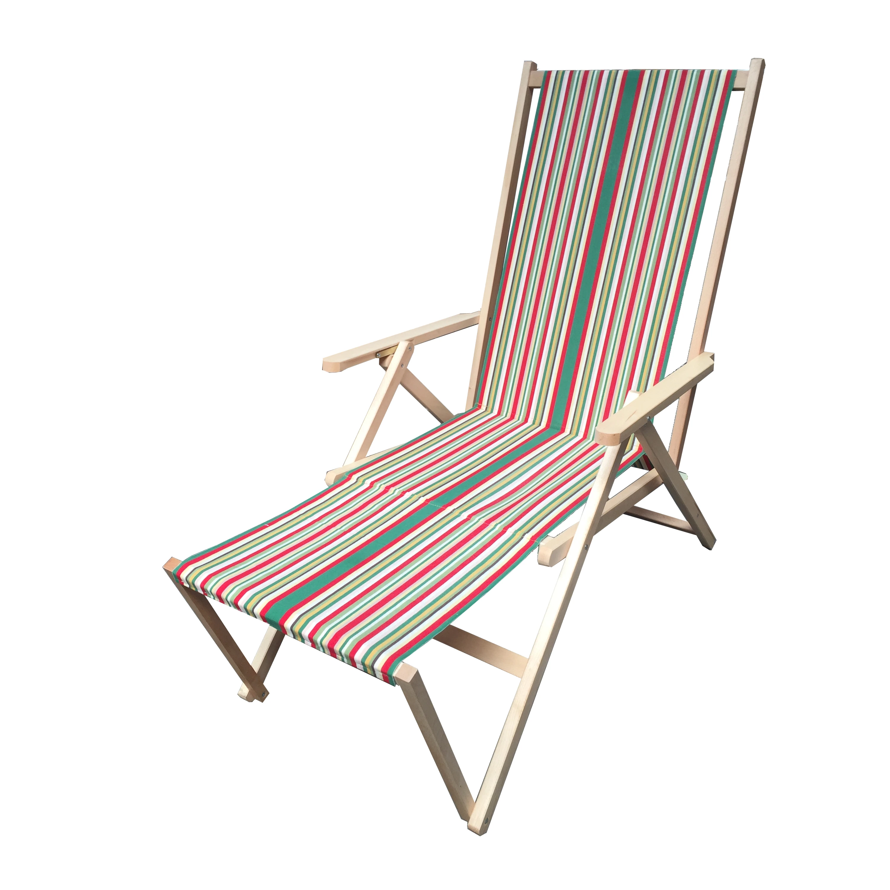 Высокое качество Сделано в Италии складной шезлонгом 2-позиции в Буковая древесина с подлокотниками и подставки для ног Позитано для использования на открытом воздухе