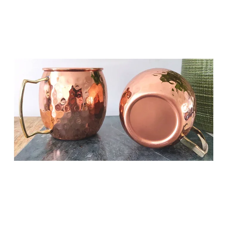 High Quality top design Pure Copper Hammered Moscow Mule Mug 550 ml Copper Moscow Mule Mugs from India