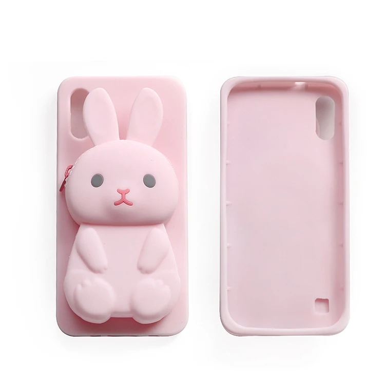 
Cute 3d cartoon rabbit silicone cell phone case,zipper bag wallet pouch mobile phone cases for iphone x xs 