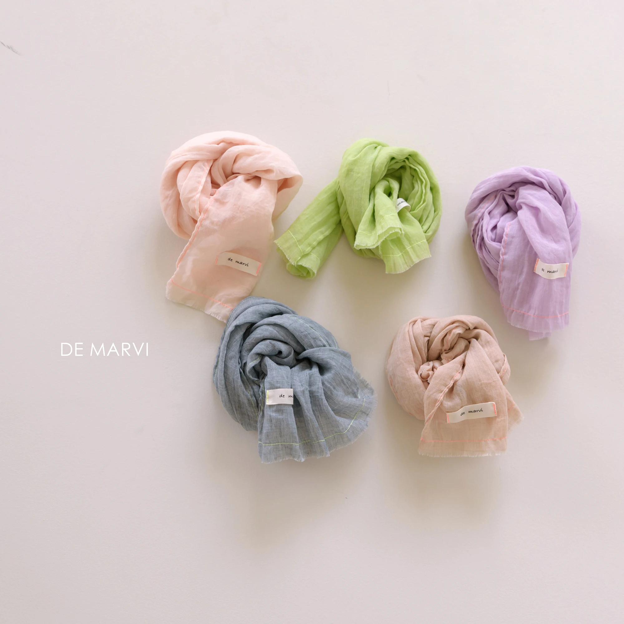 DE MARVI Kids Toddler Neon Pastel Color Spring Muffler Boys Girls Scarves Korean Fashion MADE IN KOREA
