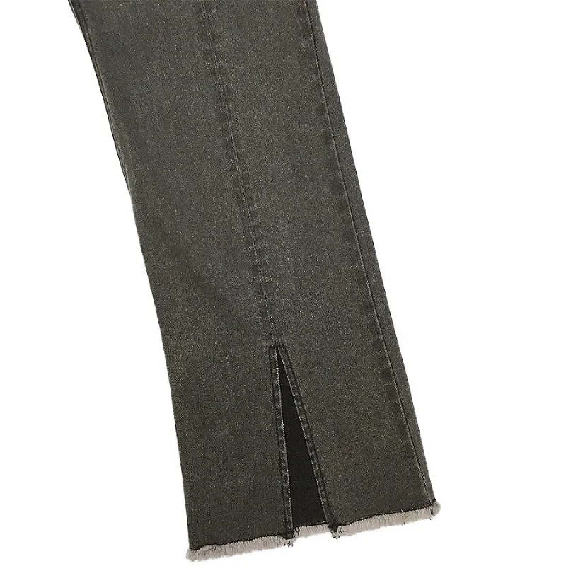 
WOMEN FASHION BLACK FLARE 98% COTTON 2 PU STRETCH JEANS 