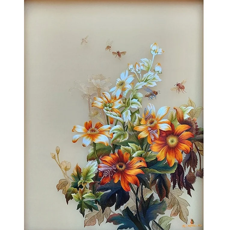 Top Famous Brand High Grade Flower Pantings By The Side Of The Sunshine Hand Embroidery Paintings