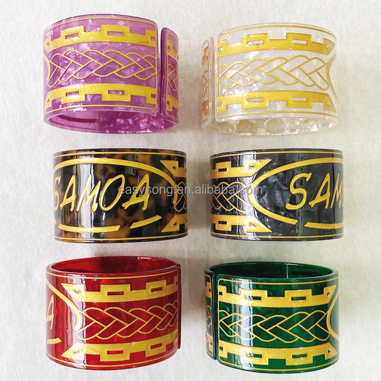 NEW plastic gold cuff bangle shell material with various colors available for hawaii Polynesia island styles 2021