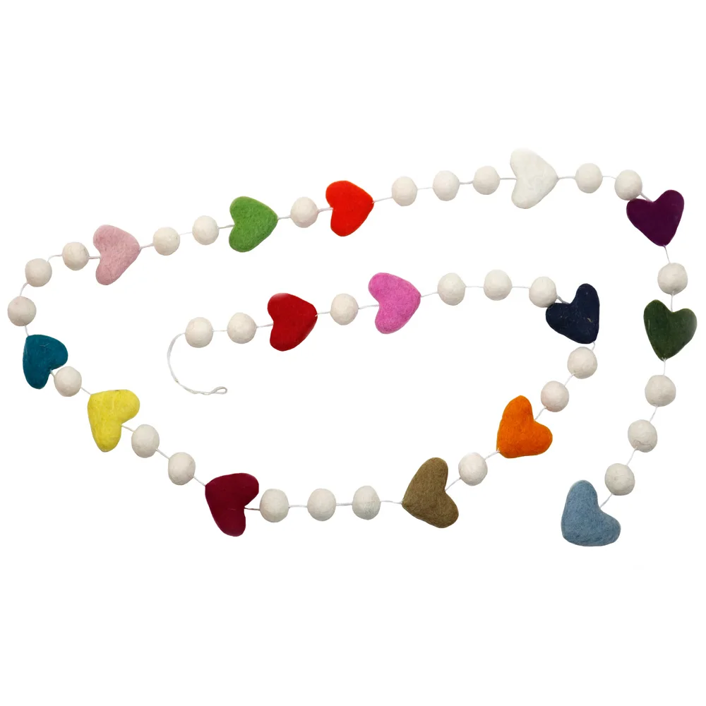Handmade Felt Heart and Pom Pom Valentine Garland
