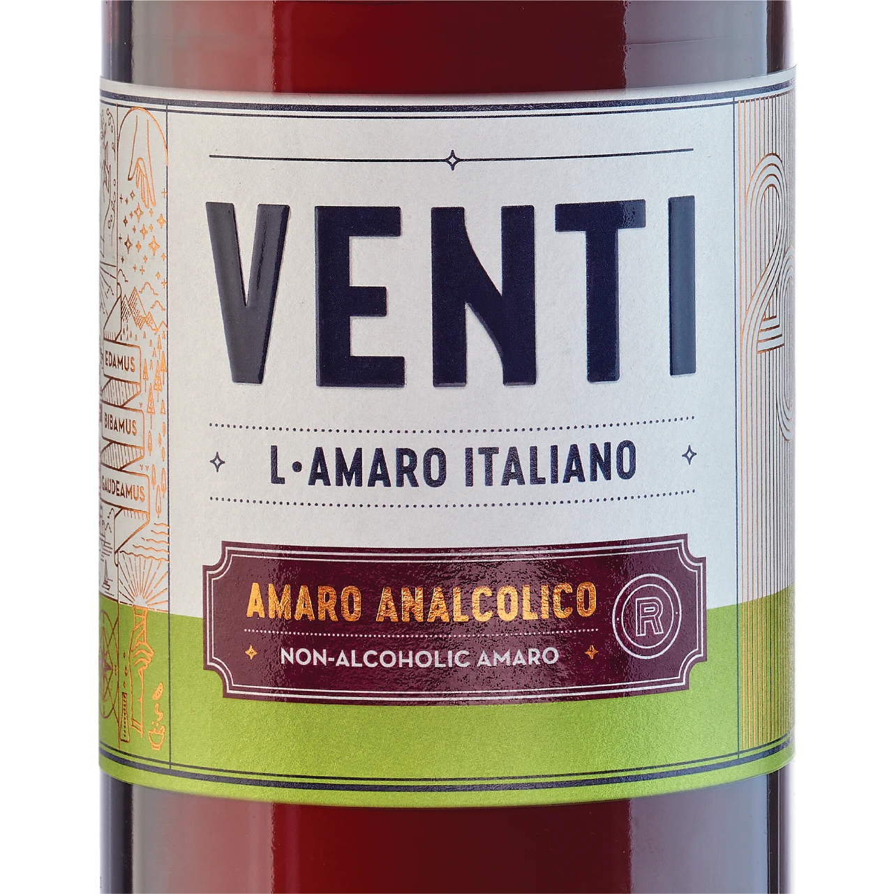 Top quality Made in Italy Non alcoholic Bitter Liqueur VENTI (75cl) for cocktail bars