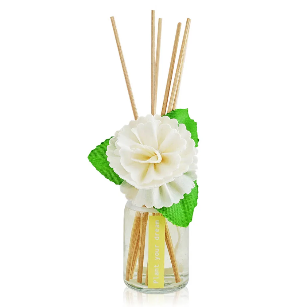 Private Label Air Fragrance Home Fragrance with Homemade Sola Flower Rattan Sticks Glass Bottle 50ml Reed Diffuser