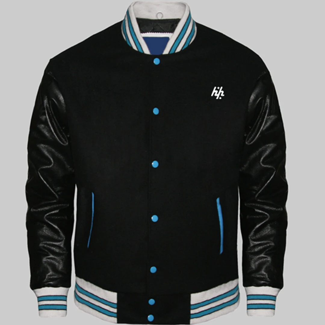 Новые черные и натуральные кожаные рукава на заказ Белые Куртки Varsity для мужчин от Huzaifa Products
