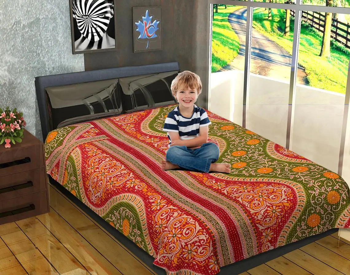 Wholesale Indian Handmade Reversible Vintage Kantha Quilt Vintage Kantha Gudari