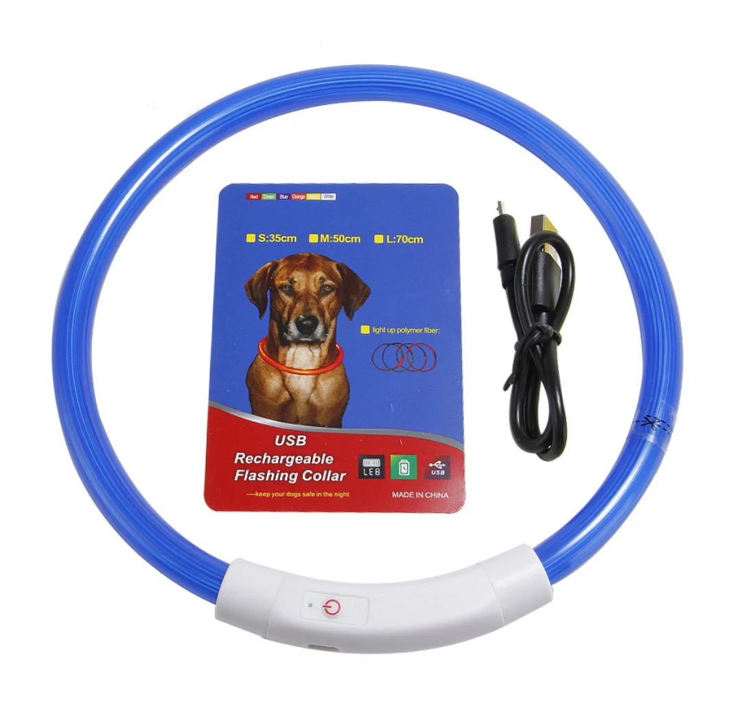 
LED light pet collar fiber optic circular tube charging spring and summer dog ring can be cut charging collar wholesale spot 