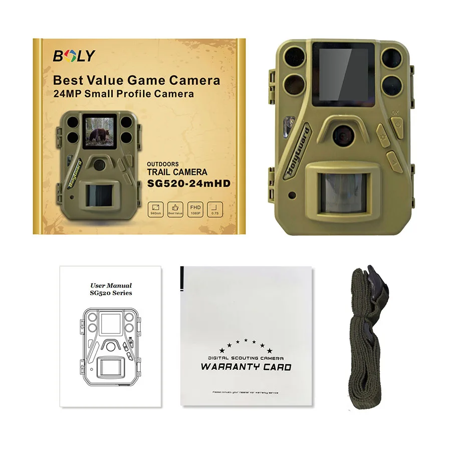 Boly 24MP Scouting Cameras 0.7s Black IR Night Vision Wildlife Trailing Photo Traps 85ft Detection Range Digital Hunting Camera