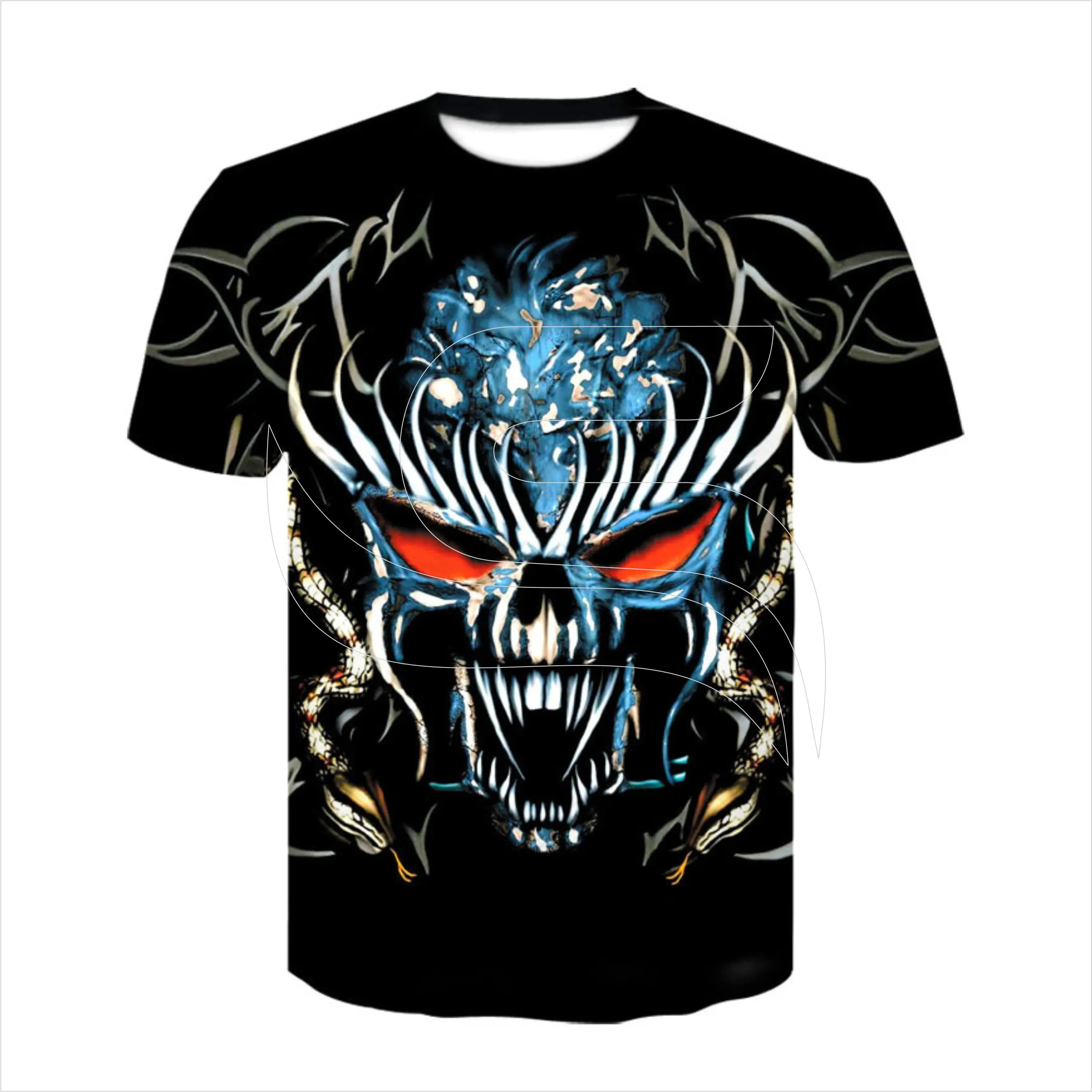 high quality 3 D Sublimation Printed Psychedelic Skull T Shirt for men Large sports and street wears casual by fit customer