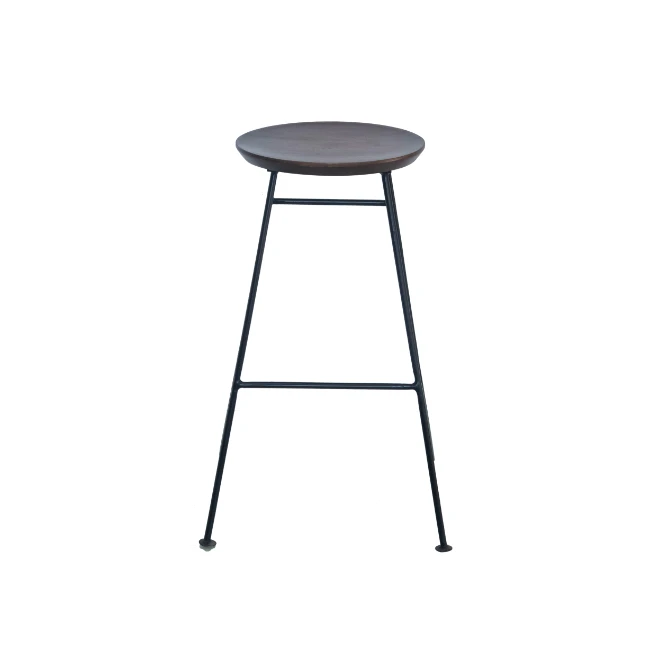 Vintage Kitchen Metal Bar Stool Mango Timber Seat With Iron Black Leg Modern Wood Top Chair