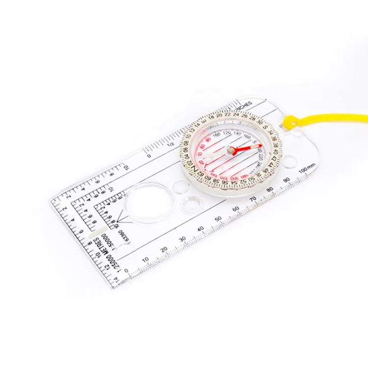Professional Mini Compass Map Scale Ruler Multifunctional Outdoor Field Hiking Camping Orienteering Tool
