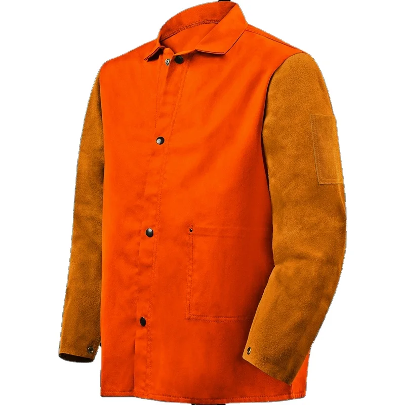 Comfortable Split Leather Welding Jacket Protective Fireproof Anti-Static Waterproof Safety Features PP & PE Material