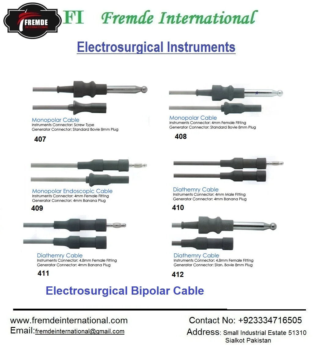 Bipolar Cables Instruments connector,Generator Connector ,single use/reusable Cables and connectors Certified By CE