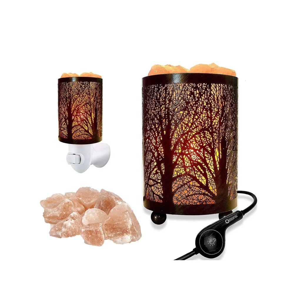 High Quality Carved Feng Shui Style Pink Natural Wooden Basket Salt Lamp with Heart Type Chunks Original from Sian Enterprises