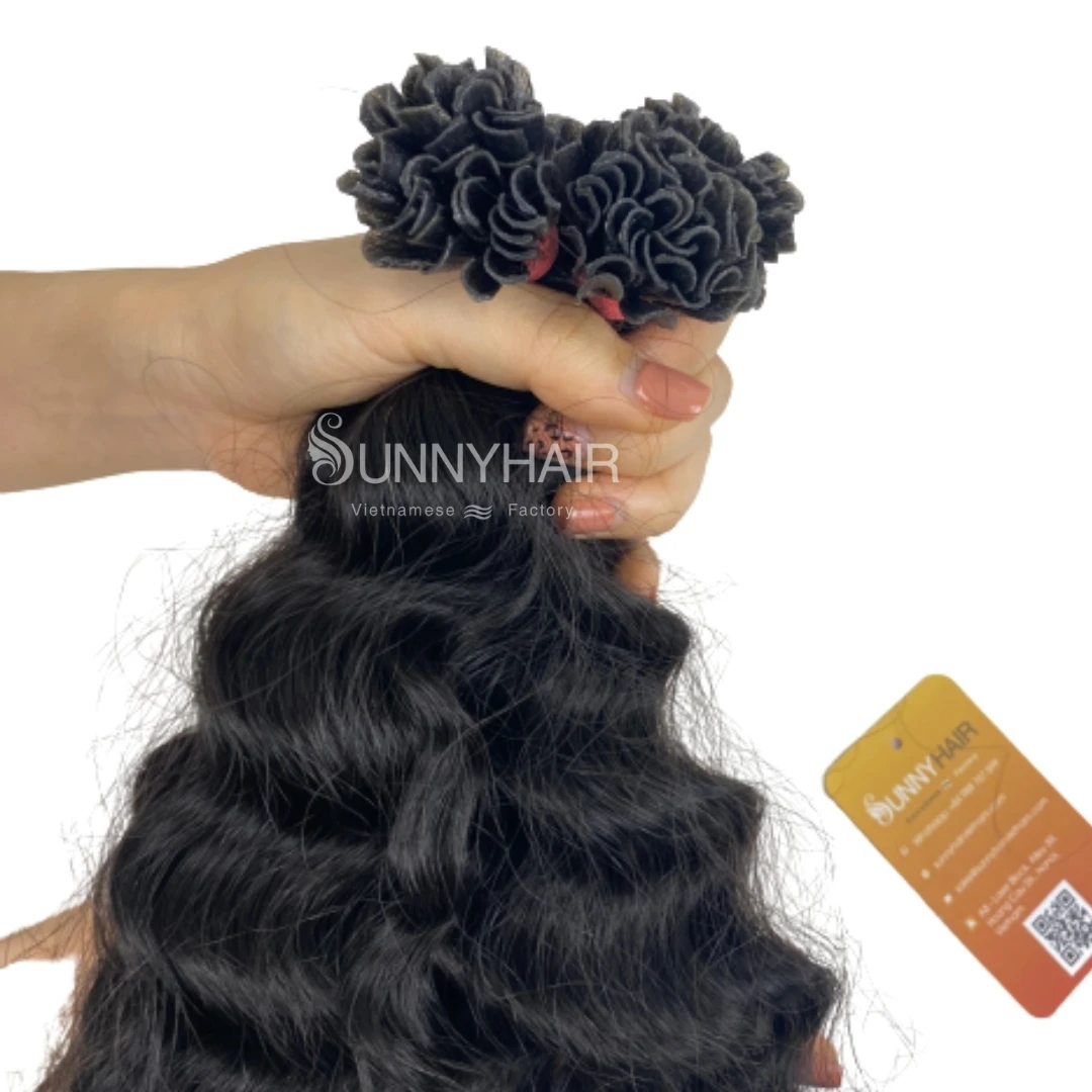  Роскошные накладные волосы высокого качества 12A класс Itip монгольский черный тело волнистые Волосы Кератин Вьетнам поставщик