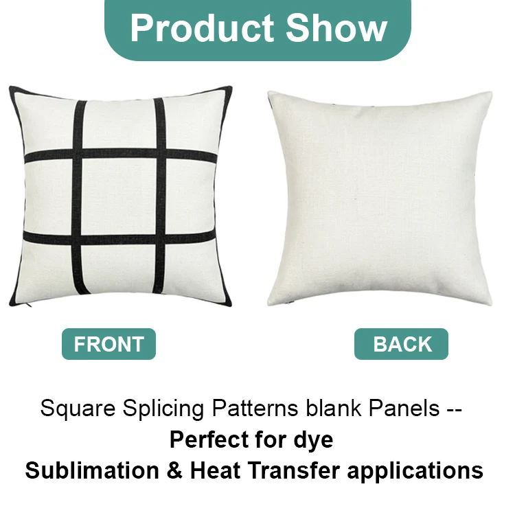 Buti Wholesale 9 Panel Linen Sublimation Blank Pillow cushion Covers With Zipper 40*40cm Custom Photo Sublimation Pillow Case