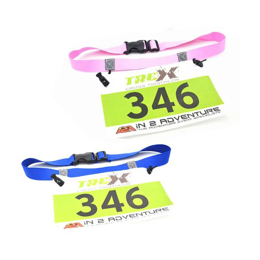 Wholesale promotional sports running waist belt logo printed triathlon marathon custom race number belt