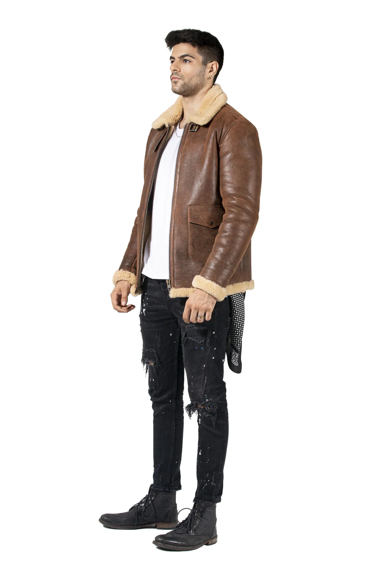 Calfskin Aviator Bomber Leather Jacket