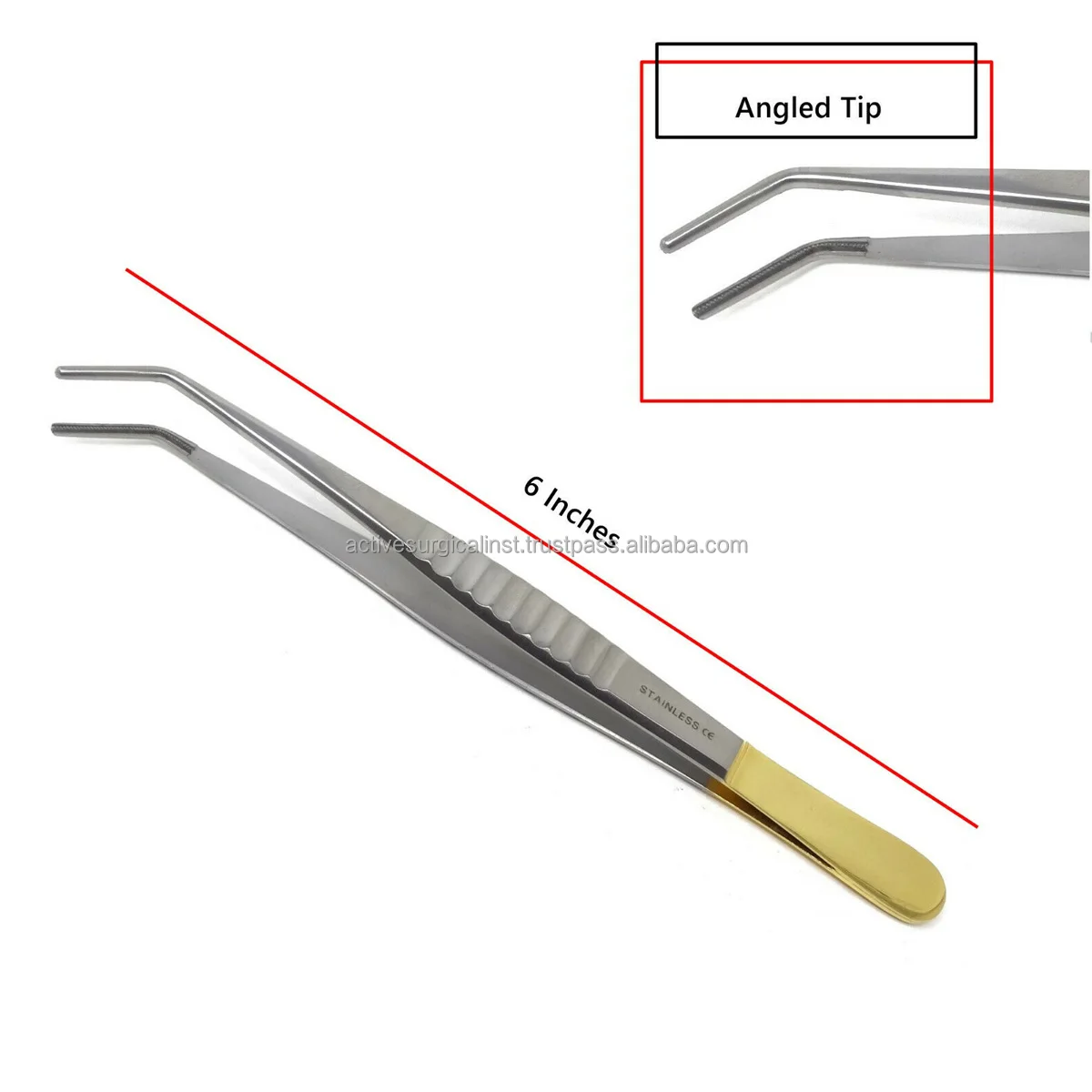 Prime DeBakey Forceps Atraumatic Artery Surgical Forceps Vascular Tissue Clamp Serrated Tip Gold Handle Surgical Instruments