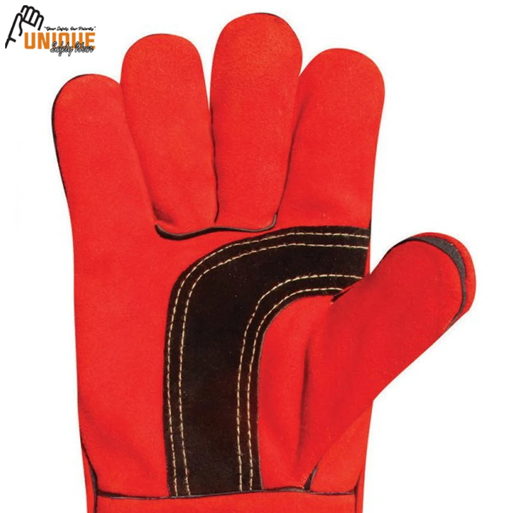 
Comfortable Double Palm Welding Gloves Goatskin With Extra Length Cowhide Split Heat/Fire Resistant Welding Gloves 