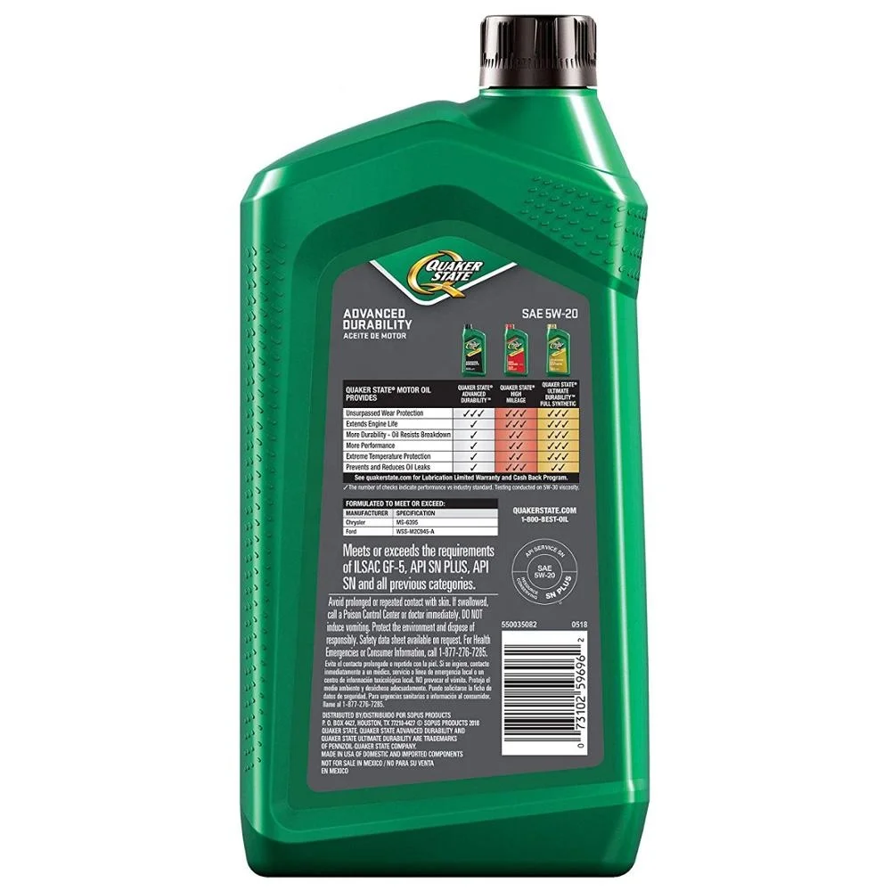 Quaker State Advanced Durability Conventional 5W-20 Motor Oil 1- Quart ( Pack of 6)