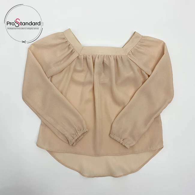 
High Quality Champagne Baby Tops Fashionable Square Neck Blouse For Baby Girl  (1600233199580)