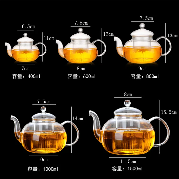 Handmade High Borosilicate 800ml Clear Glass Teapot Custom Tea Pot