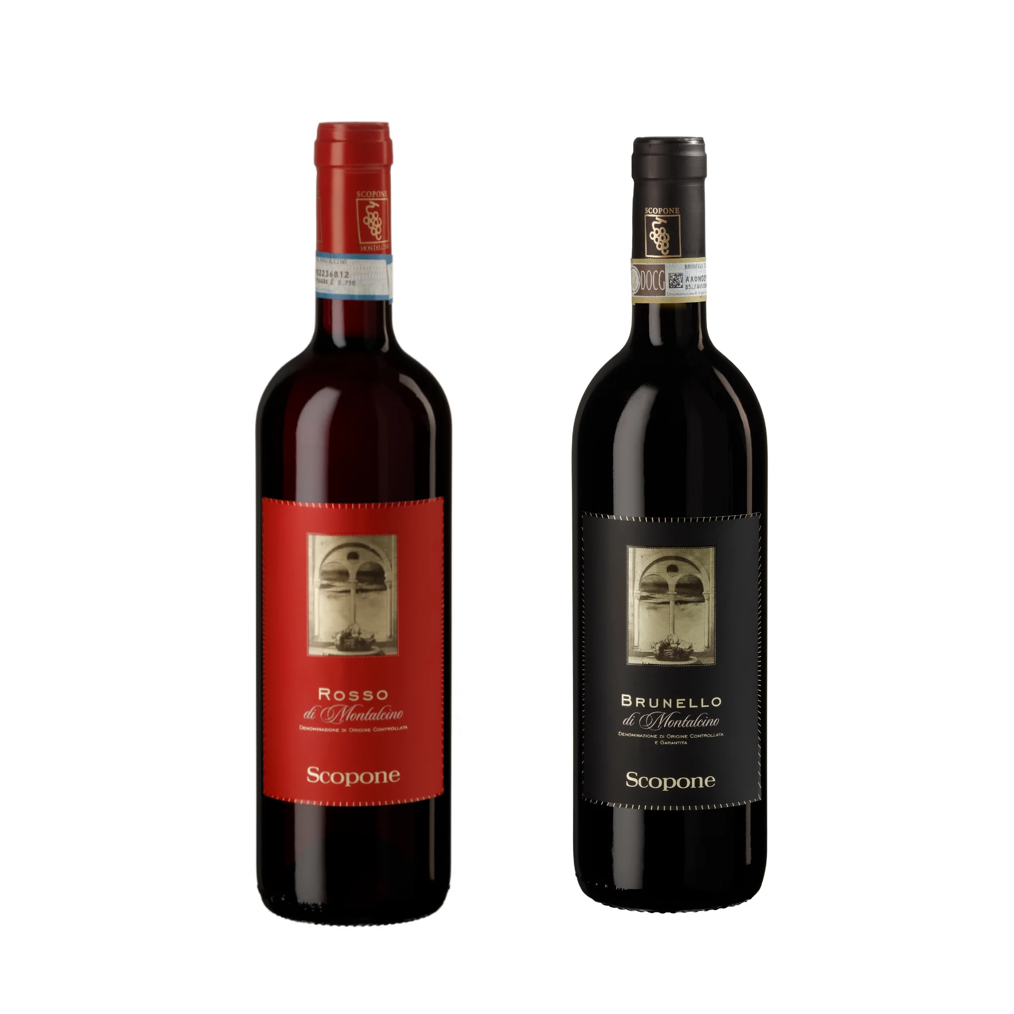 Best Quality Italian Red Wine Set 2 wine bottles Brunello 2015 Rosso 2019 Table Wine Alcoholic beverage