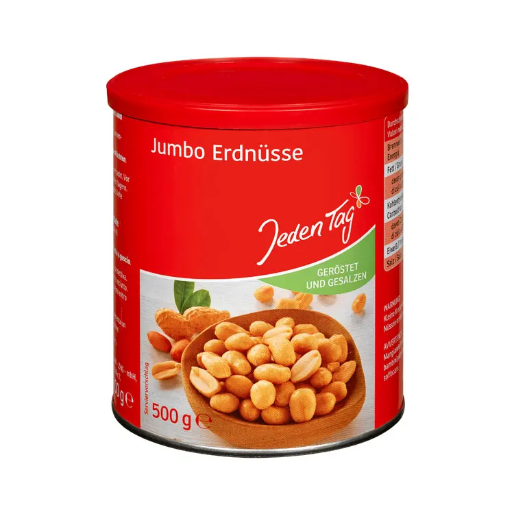 Private Label Top Selling Delicious Taste Jumbo Peanuts Snack 500g Can Made in Germany