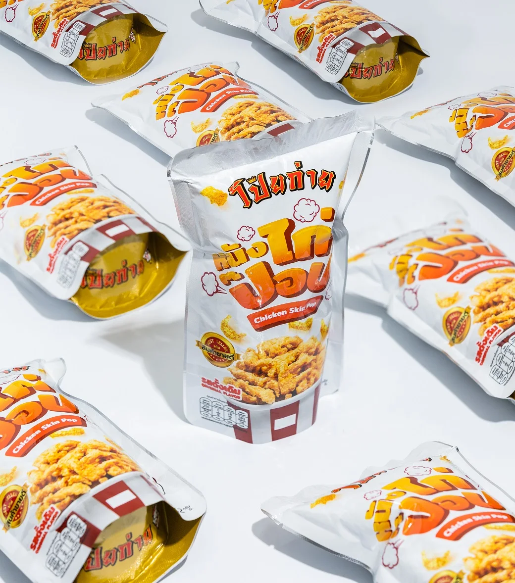 Poygai Crispy Fried Chicken Skin Pop Signature Flavor 42 g. Premium Quality Snacks from Thailand  2022 New Product 4 favors