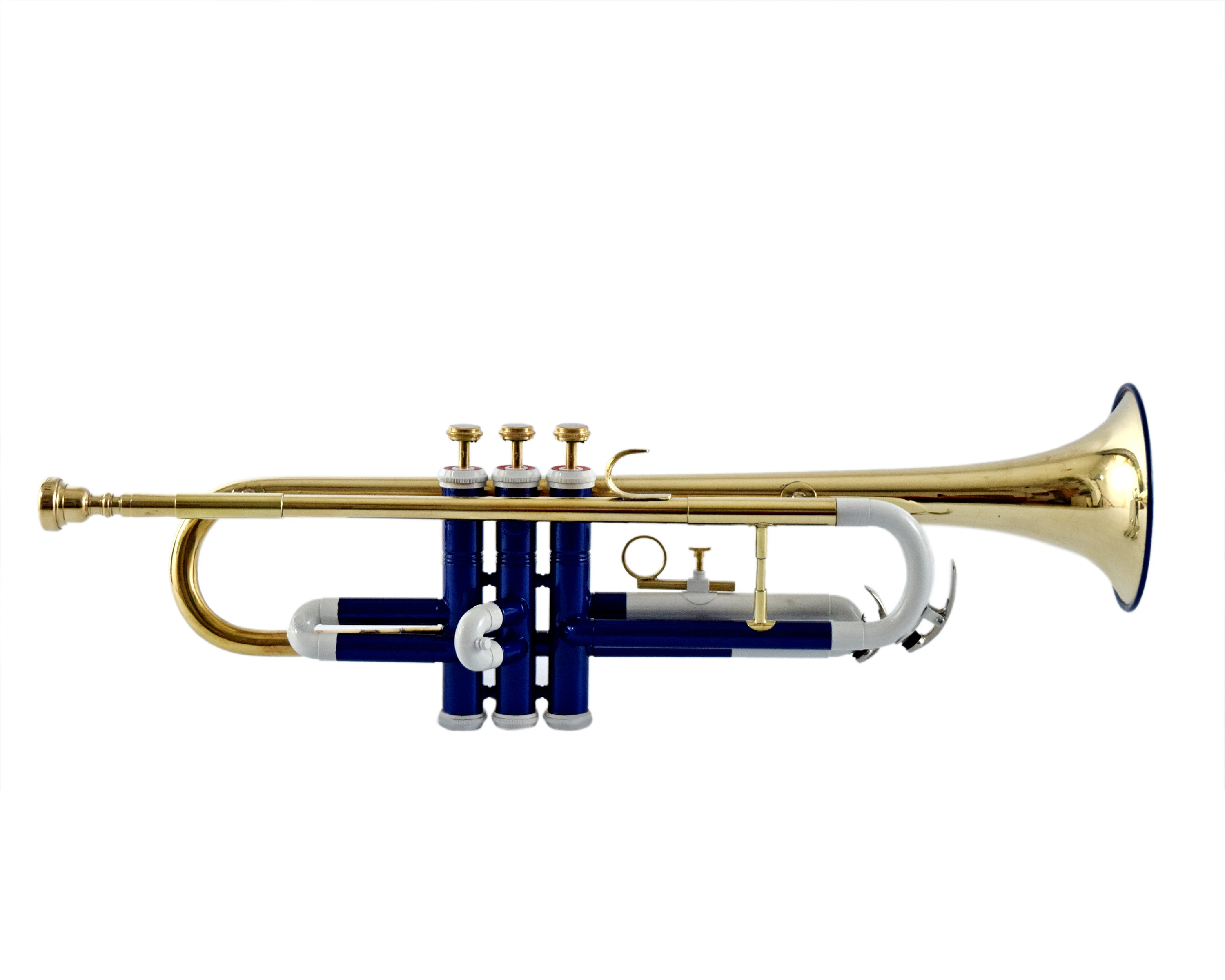 NASIR ALI NEW PROFESSIONAL BB PITCH TRUMPET WHITE BLUE PREMIUM QUALITY WITH INCLUDE HARDCASE AND MOUTH PIECE